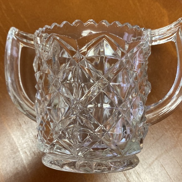 Glass Sugar Dish with Handles and Sawtooth Border - Picture 2 of 4